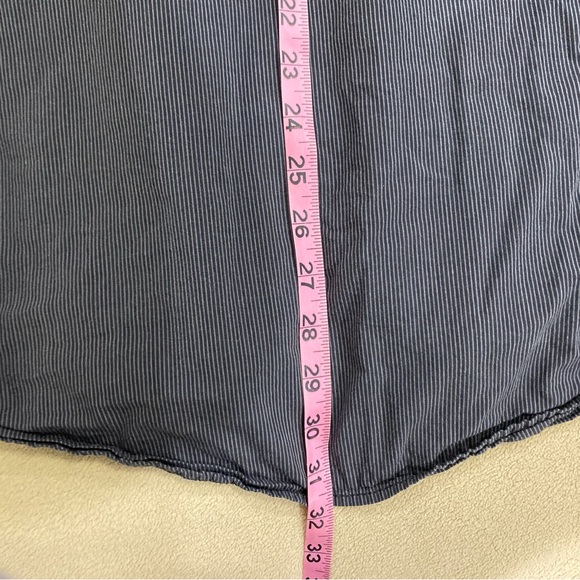 Gray PINSTRIPE Long Sleeve Black Charcoal Collared Button-Down Night Life Shirt - Picture 13 of 13